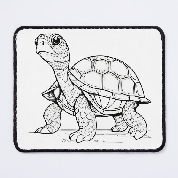 Item preview, Adorable Baby Tortoise – Cute Black and White Line Art Illustration designed and sold by Artisan Finds Online.