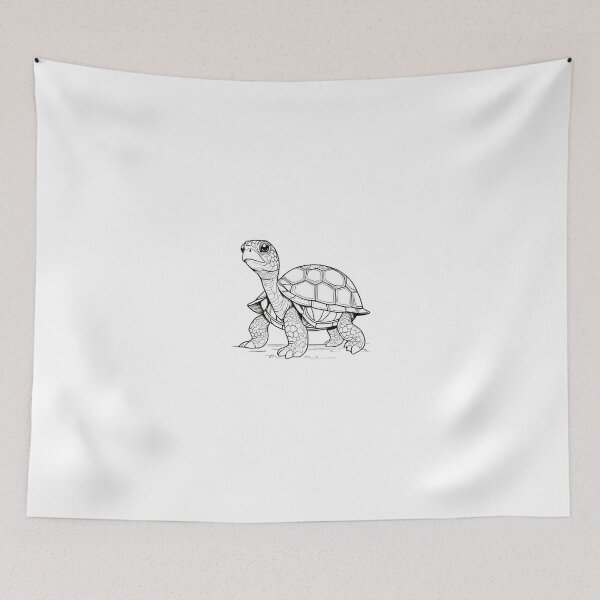 Item preview, Adorable Baby Tortoise – Cute Black and White Line Art Illustration designed and sold by Artisan Finds Online.