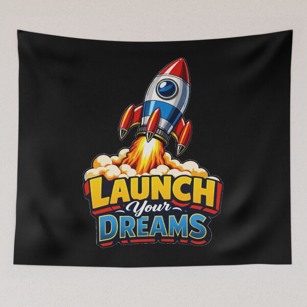 Item preview, Retro Rocket Ship Blasting Off Launch Your Dreams Space Pop Art designed and sold by DeliaDesignsCo.