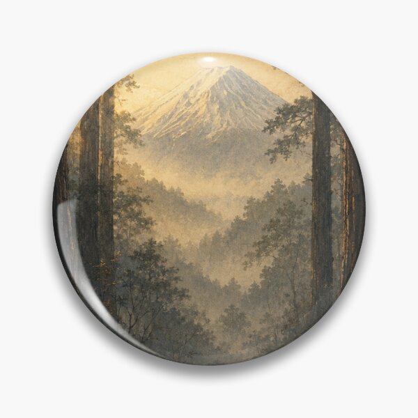 Item preview, Mount Fuji Japanese Poster – Misty Cedar Forest Ukiyo-e Wall Art designed and sold by Yugen Veilshadow.