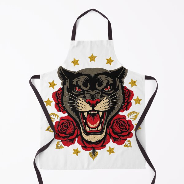 Item preview, Traditional Tattoo Black Panther with Red Roses and Stars designed and sold by Ankushpc.