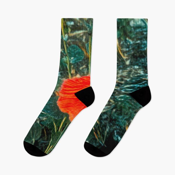 Item preview, Impressionist Burnt Orange Hollyhock Moody Garden designed and sold by BalkanBloom.