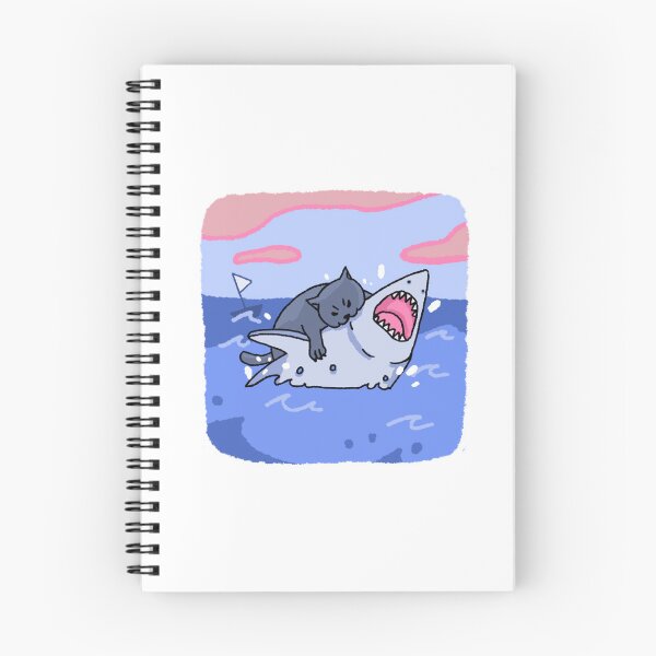 Item preview, Cute Cat Riding Shark Ocean Adventure Art designed and sold by TimelessRetroCo.