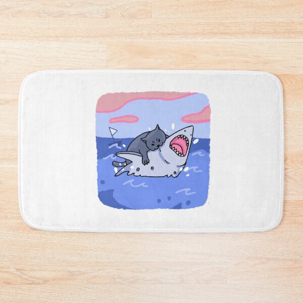 Item preview, Cute Cat Riding Shark Ocean Adventure Art designed and sold by TimelessRetroCo.