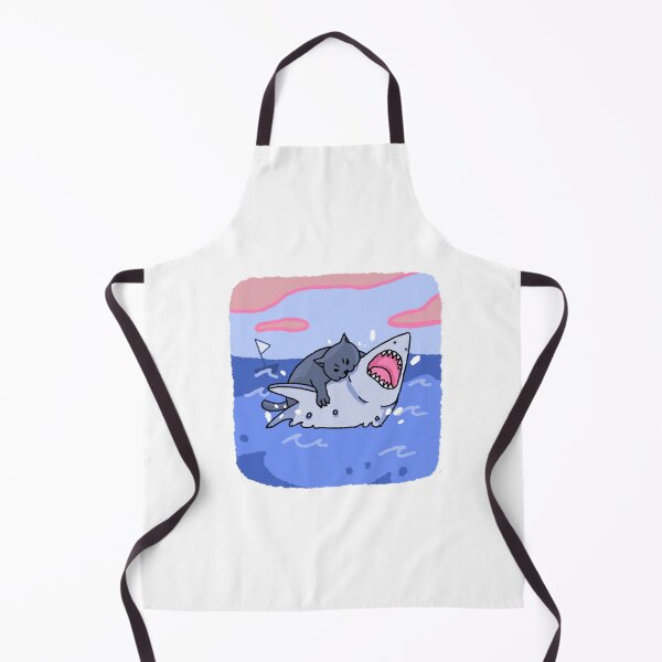 Item preview, Cute Cat Riding Shark Ocean Adventure Art designed and sold by TimelessRetroCo.