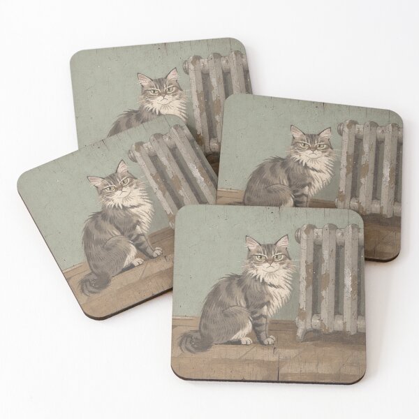 Item preview, Outraged Siberian Cat Evicted From the Warm Radiator Folk Art designed and sold by PictorialWhimsy.