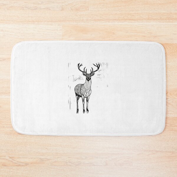 Item preview, Majestic Stag in the Forest – Intricate Black and White Wildlife Line Art designed and sold by Artisan Finds Online.