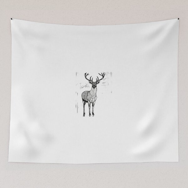 Item preview, Majestic Stag in the Forest – Intricate Black and White Wildlife Line Art designed and sold by Artisan Finds Online.