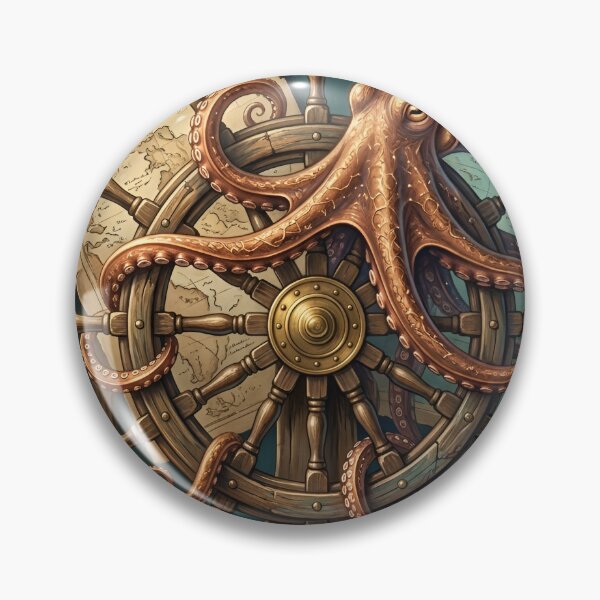 Artikelvorschau, Vintage-Nautik-Oktopus, klassische maritime Wandkunst, Retro-Meerestier-Illustration entworfen und verkauft von ZyxDes.