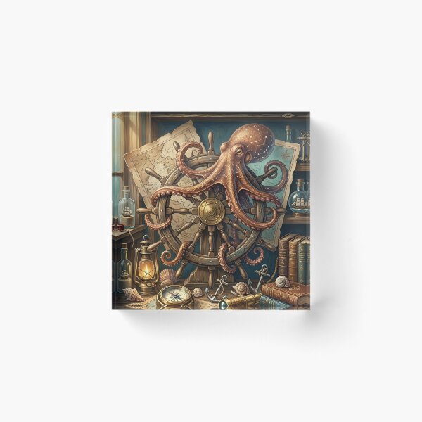 Item preview, Vintage Nautical Octopus Classic Maritime Ocean Wall Art  Retro Sea Creature Illustration designed and sold by ZyxDes.