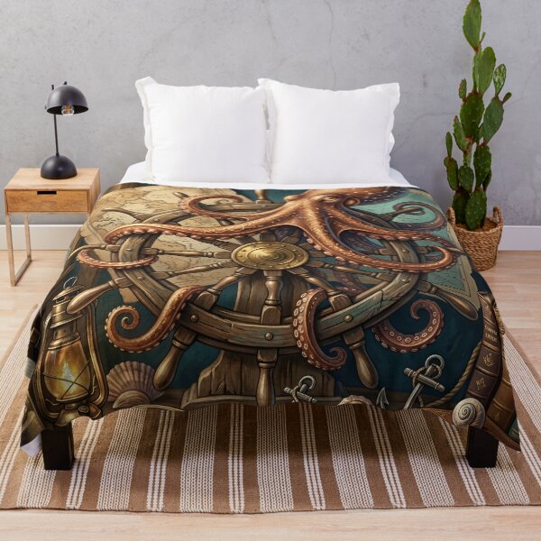 Item preview, Vintage Nautical Octopus Classic Maritime Ocean Wall Art  Retro Sea Creature Illustration designed and sold by ZyxDes.