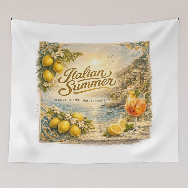 Item preview, Italian Summer Amalfi Coast Aesthetic Lemon Spritz Vintage Travel Poster Art designed and sold by MartBook.