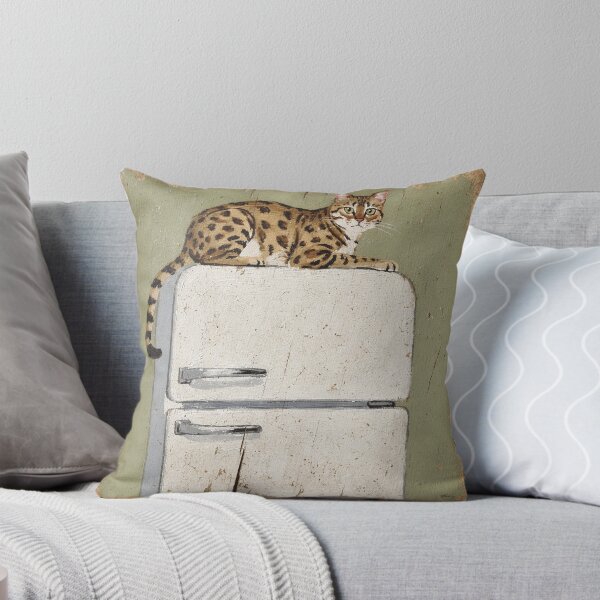 Item preview, Ocicat Perched Atop the Fridge Judging Everyone Folk Art designed and sold by PictorialWhimsy.