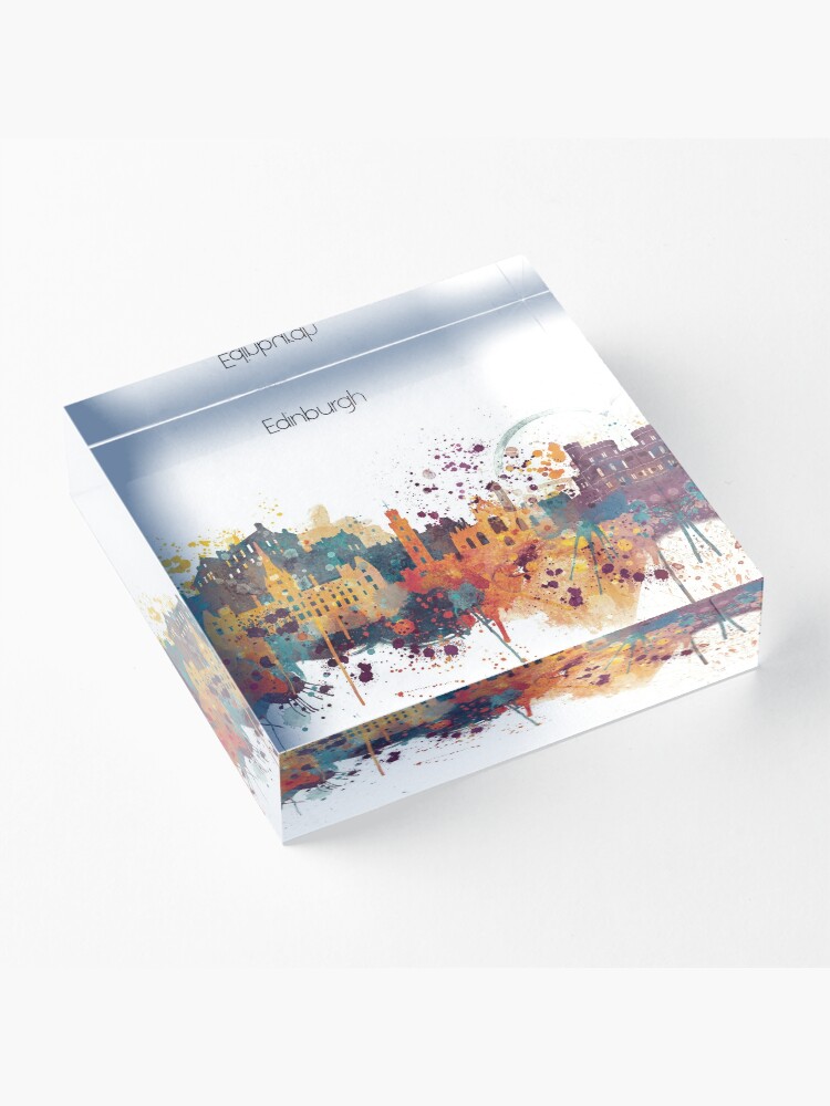 Alternate view of Edinburgh Watercolour Skyline Acrylic Block