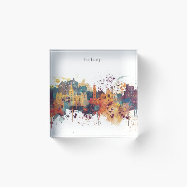 Edinburgh Watercolour Skyline Acrylic Block