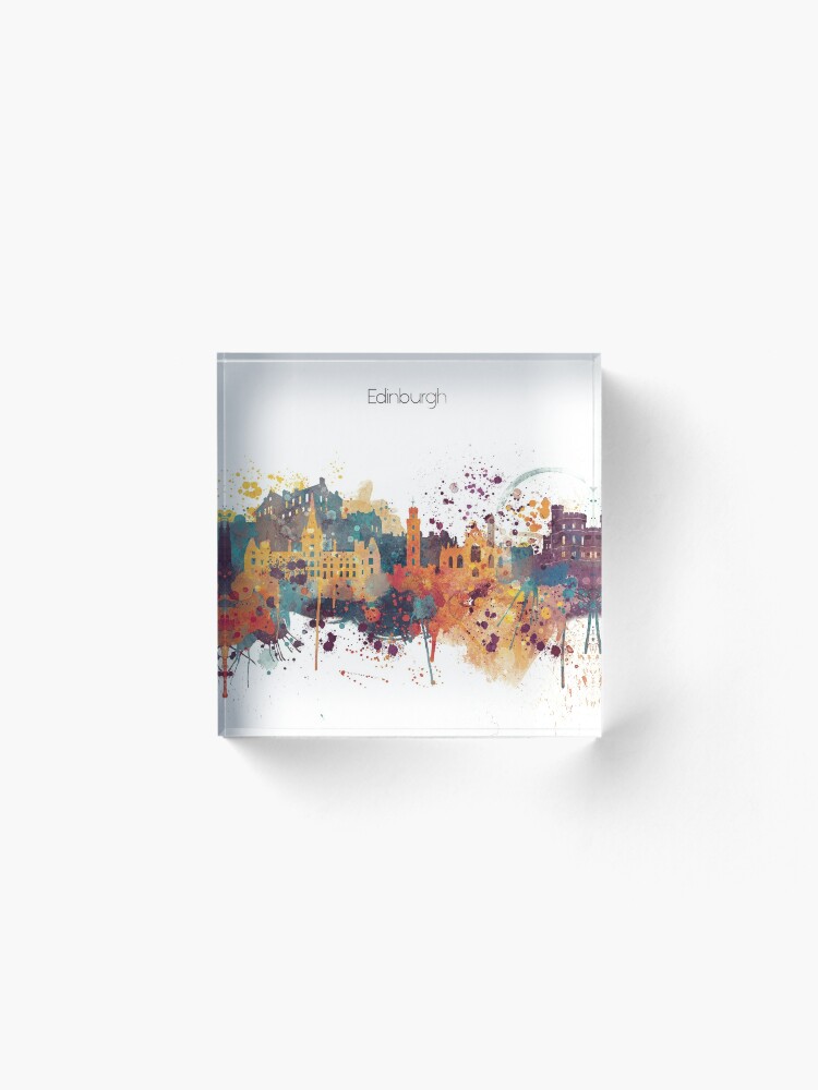 Alternate view of Edinburgh Watercolour Skyline Acrylic Block