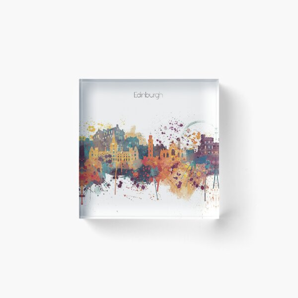 Edinburgh Watercolour Skyline Acrylic Block