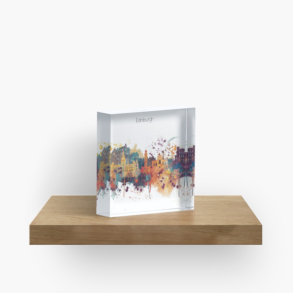Edinburgh Watercolour Skyline Acrylic Block
