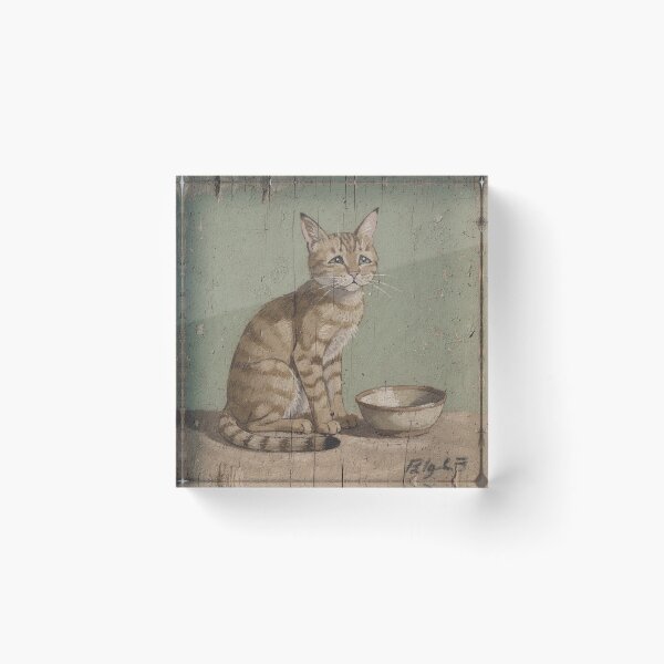 Item preview, Disgruntled Chausie Cat Denied a Second Dinner Folk Art designed and sold by PictorialWhimsy.