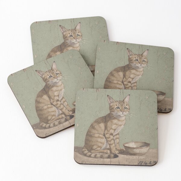Item preview, Disgruntled Chausie Cat Denied a Second Dinner Folk Art designed and sold by PictorialWhimsy.