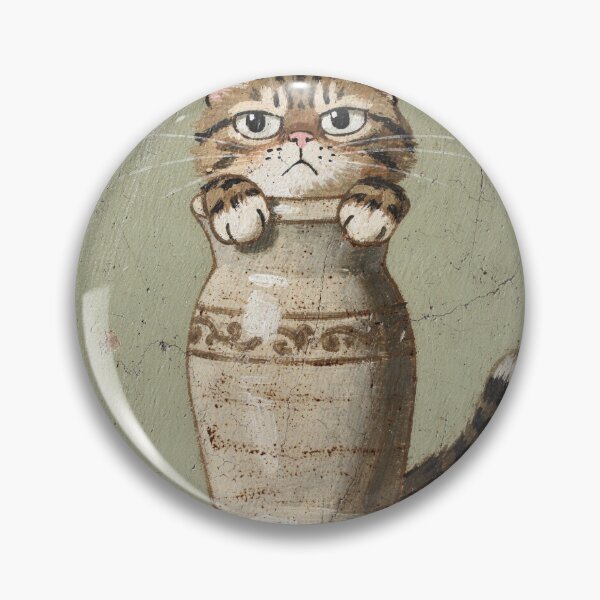 Item preview, Sulking Pixie-Bob Cat Stuffed Into a Flower Vase Folk Art designed and sold by PictorialWhimsy.
