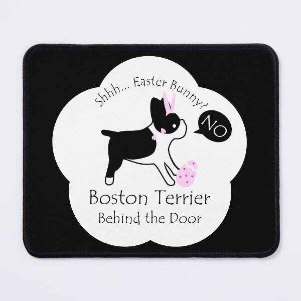 Item preview, Funny Boston Terrier Easter Bunny Behind the Door White Base designed and sold by Na7nasColorShop.