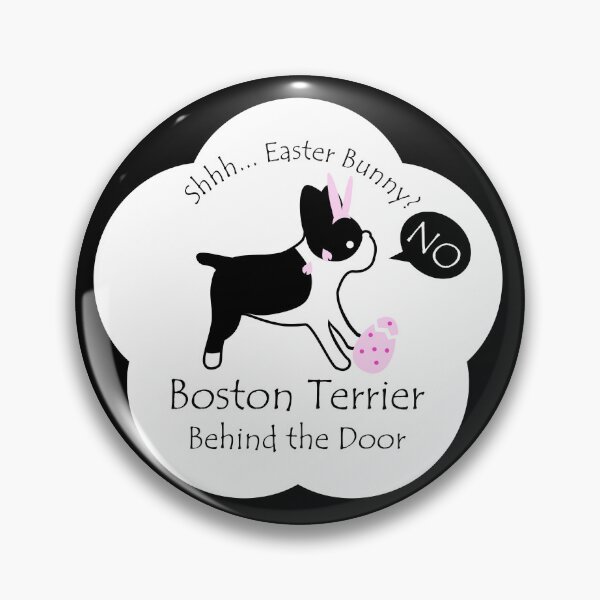 Item preview, Funny Boston Terrier Easter Bunny Behind the Door White Base designed and sold by Na7nasColorShop.