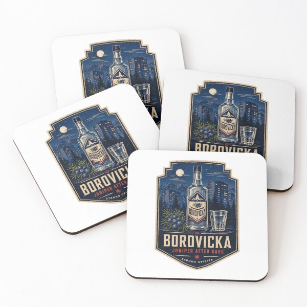Item preview, Borovicka Juniper After Dark Eastern European Strong Spirits Retro Badge designed and sold by Soft Panic Studio.