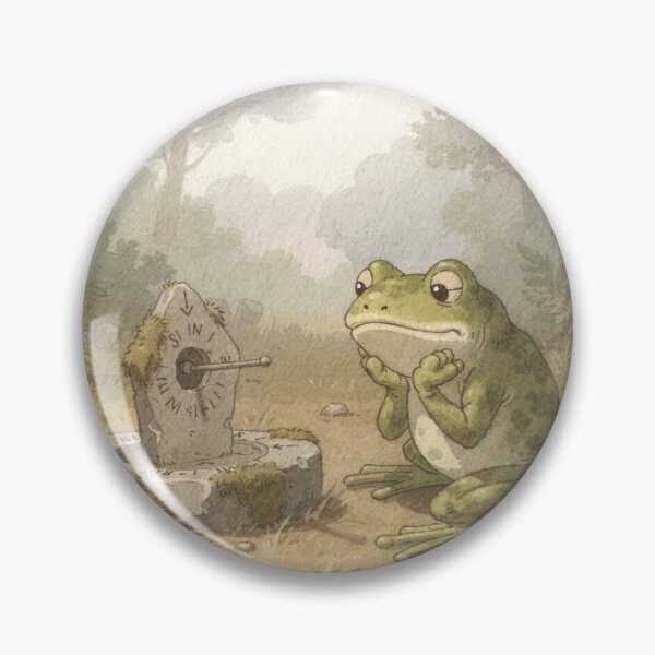 Item preview, Frog Sundial Keeper Waiting for the Sun Cottagecore Art designed and sold by PictorialWhimsy.