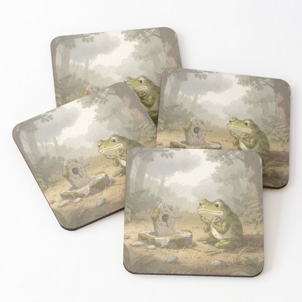 Item preview, Frog Sundial Keeper Waiting for the Sun Cottagecore Art designed and sold by PictorialWhimsy.