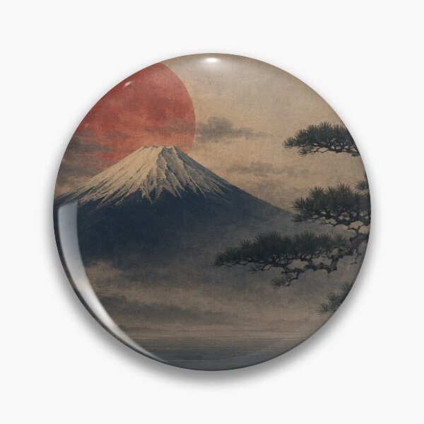 Item preview, Mount Fuji Red Moon Poster – Japanese Ukiyo-e Landscape Wall Art designed and sold by Yugen Veilshadow.