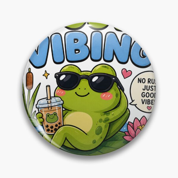 Item preview, Just Vibing Cute Frog  designed and sold by BrainBuckets.