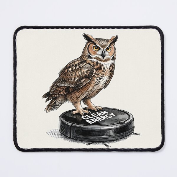 Item preview, Clean Energy - Funny Owl on Robot Vacuum Cleaner Art designed and sold by SoulPT.