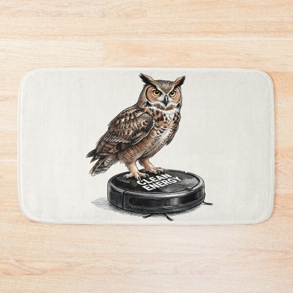 Item preview, Clean Energy - Funny Owl on Robot Vacuum Cleaner Art designed and sold by SoulPT.