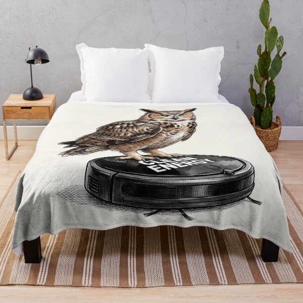 Item preview, Clean Energy - Funny Owl on Robot Vacuum Cleaner Art designed and sold by SoulPT.