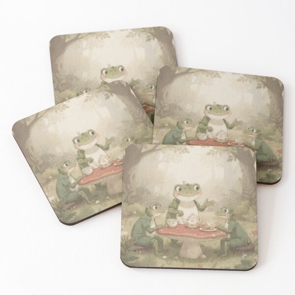 Item preview, Frog Matchmaker Pairing Two Shy Newts Cottagecore Art designed and sold by PictorialWhimsy.