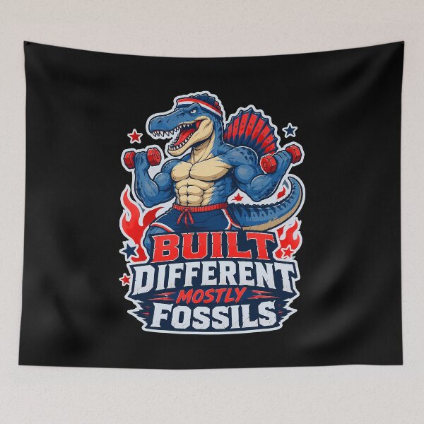 Item preview, Built Different Mostly Fossils Funny Spinosaurus Gym Design designed and sold by Tong4130.