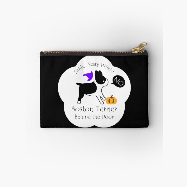 Item preview, Funny Boston Terrier Scary Witch Behind the Door White Base designed and sold by Na7nasColorShop.