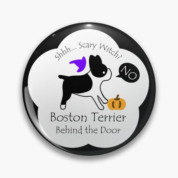 Item preview, Funny Boston Terrier Scary Witch Behind the Door White Base designed and sold by Na7nasColorShop.