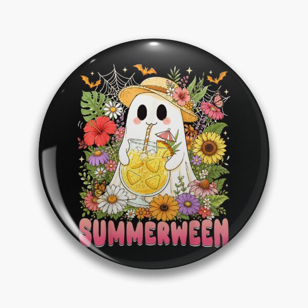 Item preview, Cute Summerween Ghost Drinking Pineapple Juice Floral Tropical Halloween Beach Vibes Art designed and sold by PhocoNibict.
