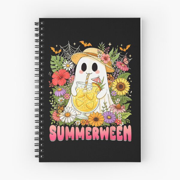 Item preview, Cute Summerween Ghost Drinking Pineapple Juice Floral Tropical Halloween Beach Vibes Art designed and sold by PhocoNibict.