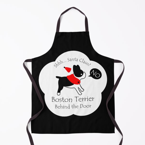 Item preview, Funny Boston Terrier Santa Claus Behind the Door White Base designed and sold by Na7nasColorShop.