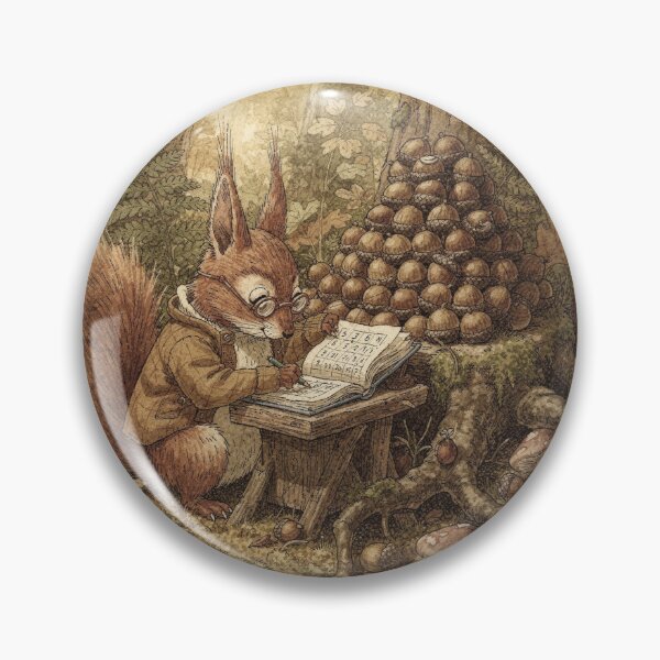 Item preview, Squirrel Folk Balancing the Autumn Acorn Ledger Storybook Art designed and sold by PictorialWhimsy.