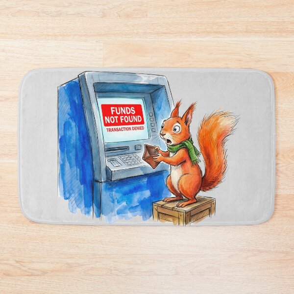 Item preview, Funds Not Found - Funny Squirrel At ATM Watercolor Art designed and sold by SoulPT.