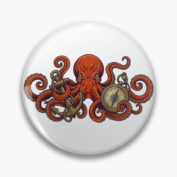 Item preview, Giant Octopus with Compass & Anchor | Nautical Ocean Vintage Vector T-Shirt Design designed and sold by Faisal  Shah.