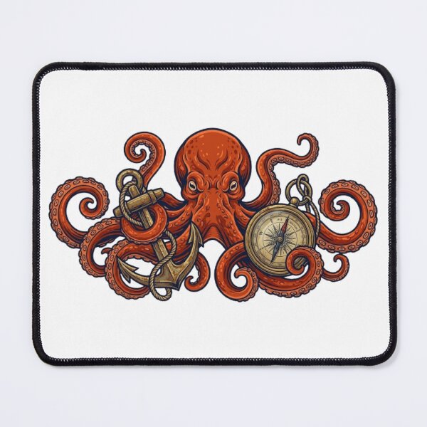 Item preview, Giant Octopus with Compass & Anchor | Nautical Ocean Vintage Vector T-Shirt Design designed and sold by Faisal  Shah.