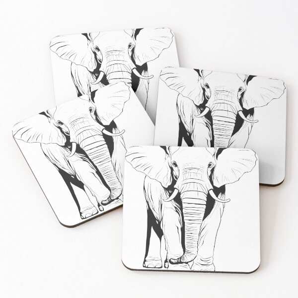 Item preview, Majestic African Elephant – Bold Black and White Wildlife Line Art designed and sold by Artisan Finds Online.