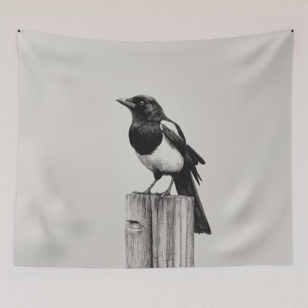 Item preview, A Magpie perched on an old fence, Birds in Motion designed and sold by CDC40.