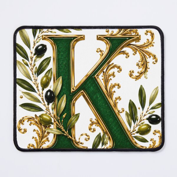 Item preview, Elegant Letter K Monogram with Olive Branches & Gold Botanical Design | Luxury Green Floral Initial designed and sold by MoodLay.
