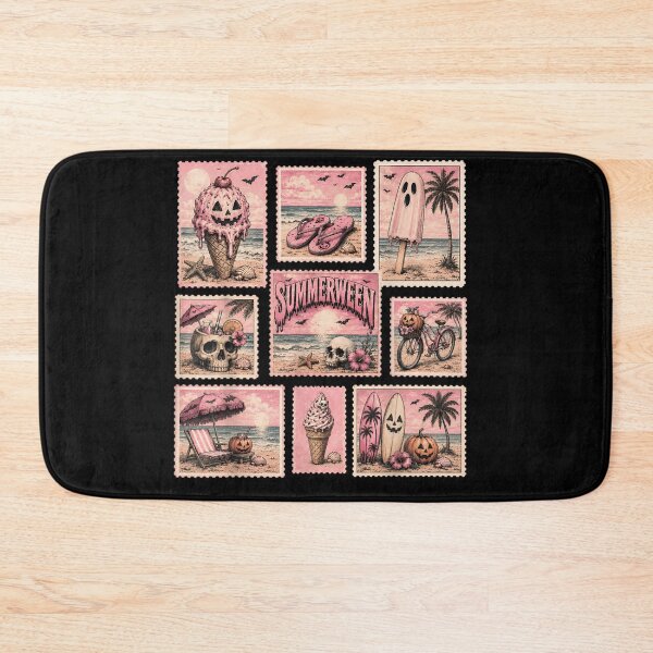 Item preview, Vintage Pink Summerween Stamp Collection Aesthetic Spooky Beach Vacation Postal Art designed and sold by PhocoNibict.
